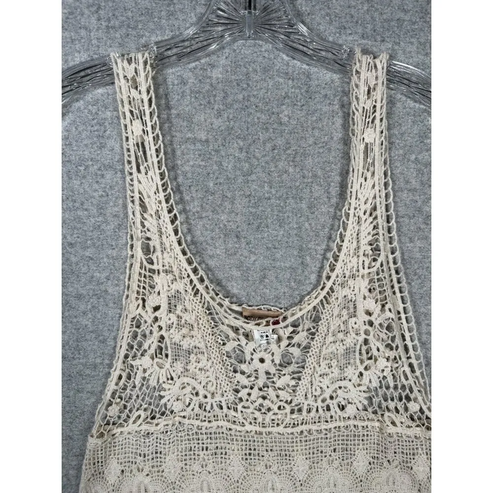 Vintage Body Central Small Tank Top Lace Crochet Boho Coquette Womens Coachella - Image 4