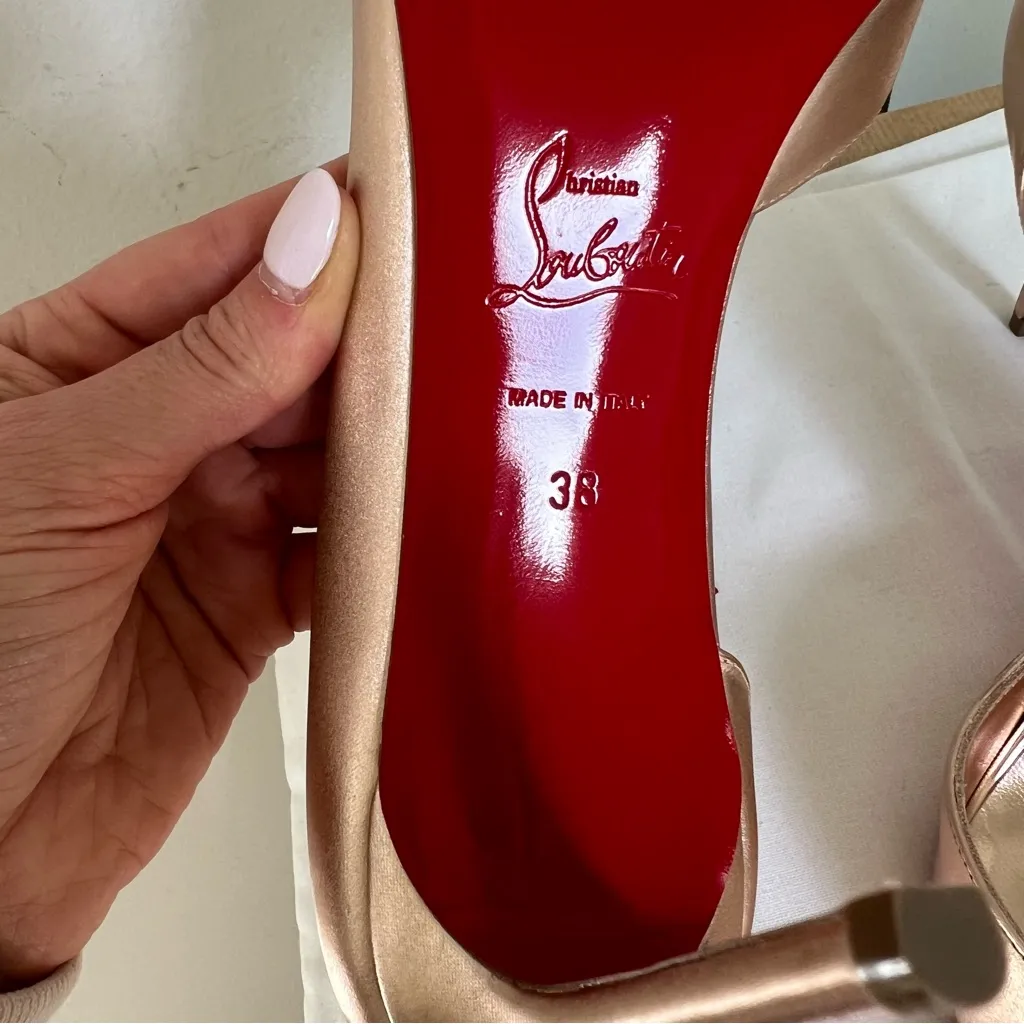 NIB Christian Louboutin Iriza 85mm Leather Pointed Toe Pumps Heels in Leche - Image 8