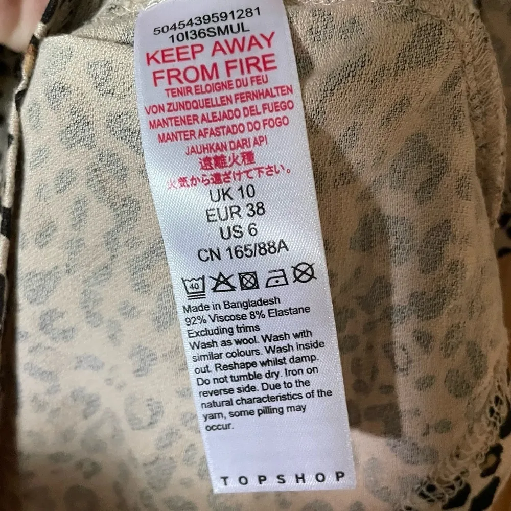TopShop Leopard Print Milkmaid Mini Dress Size 6 - Image 6