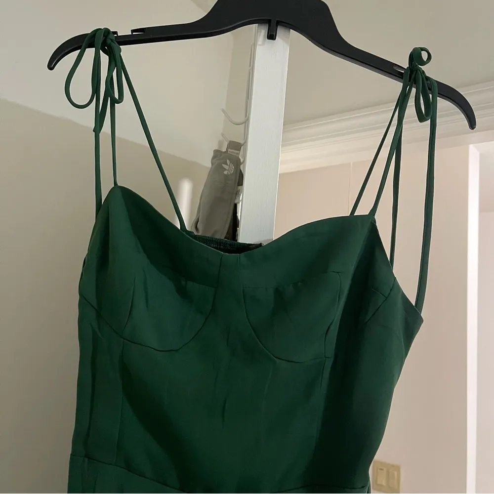 tie straps side slit green midi dress Size L - Image 7