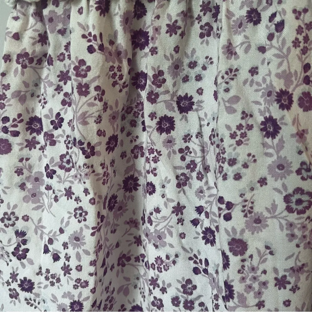 Japna babydoll dress white crochet knit top and a purple floral print Sz Lg - Image 3