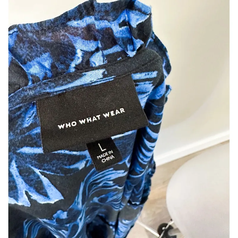 Who What Wear Women's Printed Ruffle Short Sleeve Shirtdress - Image 10