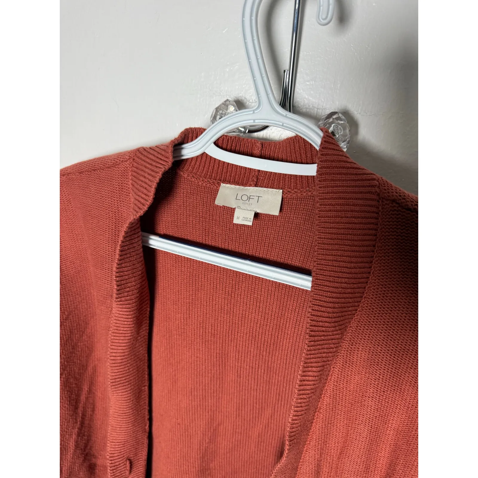 Loft Orange Rust Burnt Orange Oversized Button Slouchy Cardigan Sweater MED - Image 4