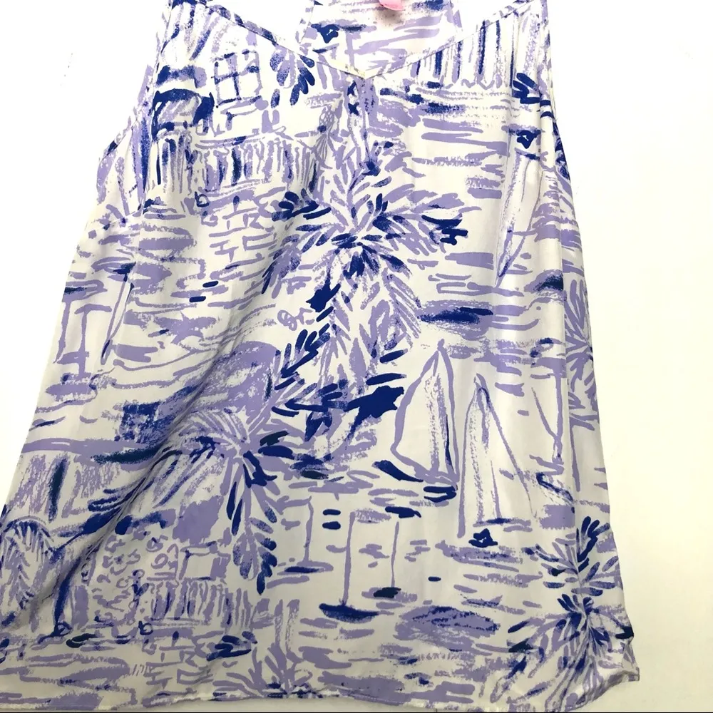 Lilly Pulitzer Lilac Verbena Silk Dusk Top Rock The Dock - Image 4