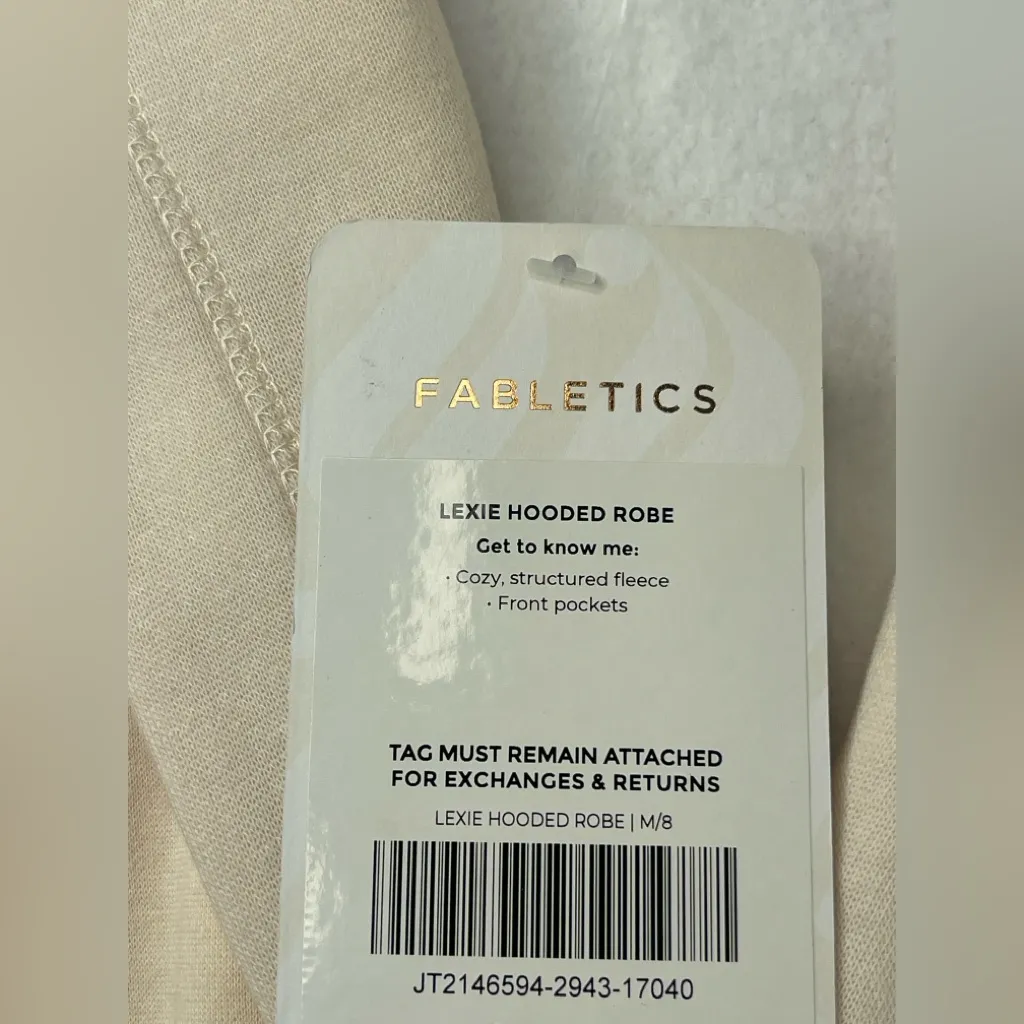 Fabletics Lexie Hooded Robe Women's Tapioca Ivory Cozy Fleece Lined - Image 4