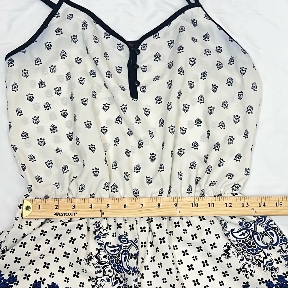Mm Mm Mm Floral Romper Blue White Summer Boho Size M Lined Adjustable Straps Size M - Image 13