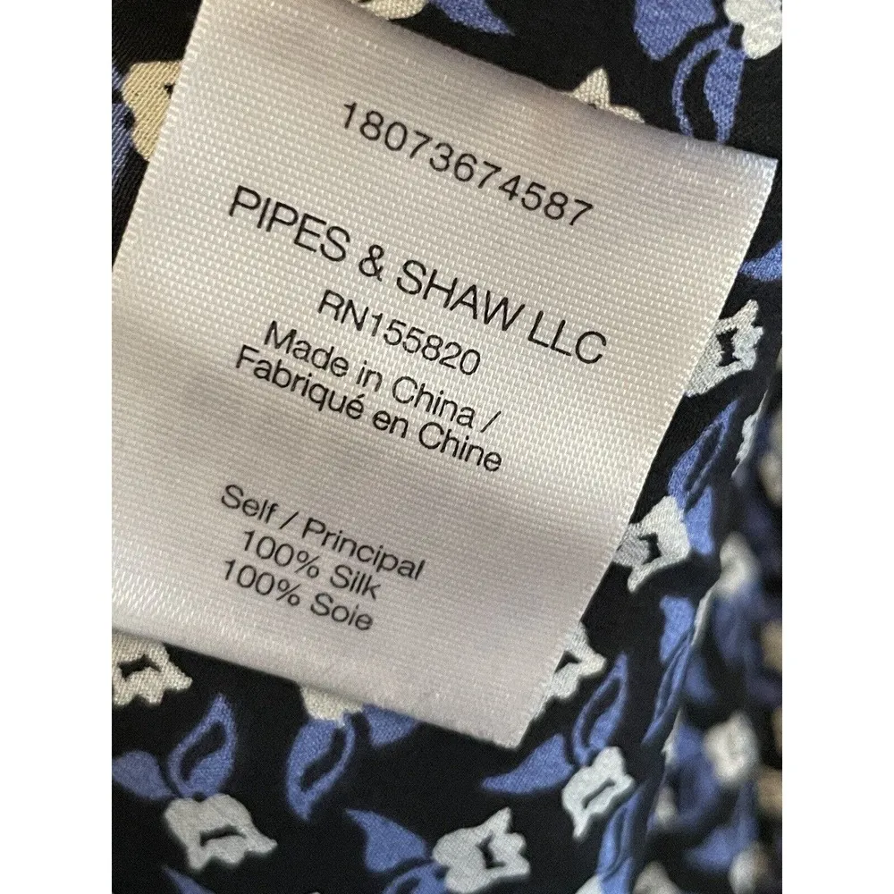 Veronica Beard Worth Silk Blouse Size 8 Floral Black Blue Flowy V-neck Faux Wrap - Image 10