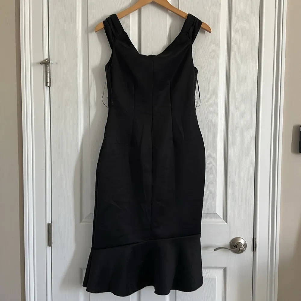 VENUS Black Ruffled Sheath Midi Dress - Image 5