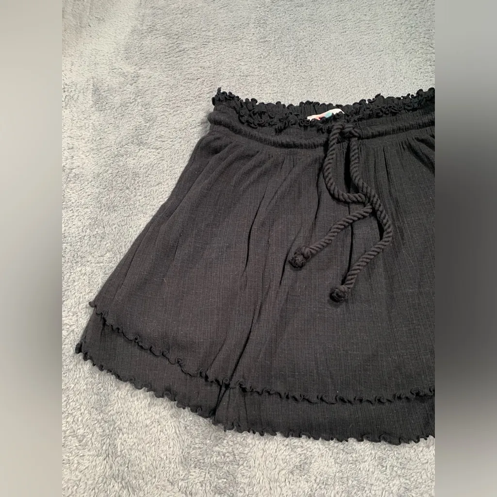 Free people FP Beach black ruffle mini Skirt medium - Image 2