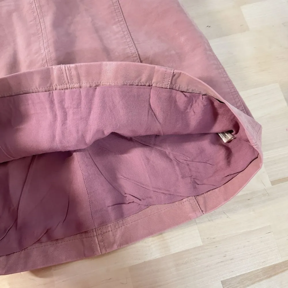 Free People Vegan Leather Mini Skirt Pink Modern Femme Size 8 Lined Coquette‎ - Image 4