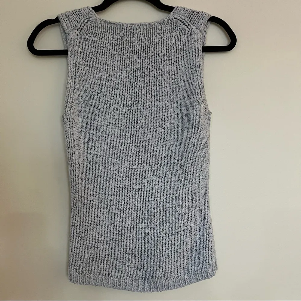 90s vintage Liz Claiborne light Blue crochet knit sleeveless top/knit shell P/S - Image 5