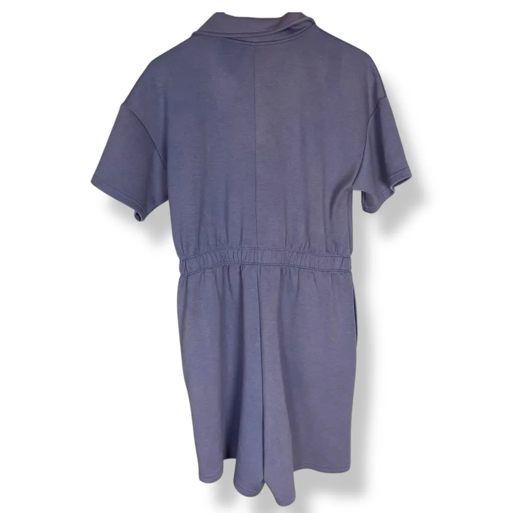 YogaLicious Scuba Sarah Romper Zip Front Short‎ Sleeves FLAWS Women Size Large - Image 2