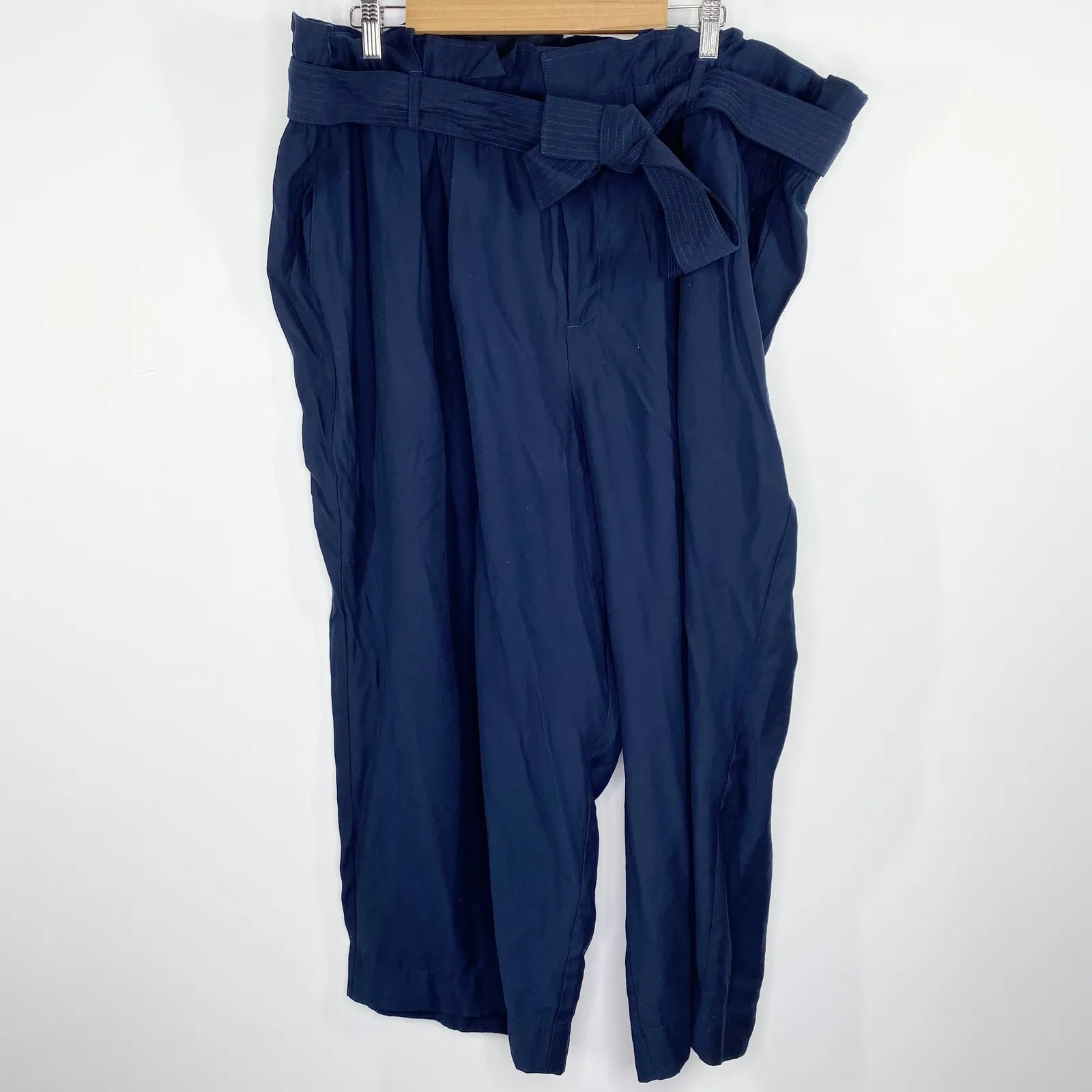 Lane Bryant Navy Blue Paper Bag Waist Belted Pants Women's Plus Size 24 NWT - Image 7
