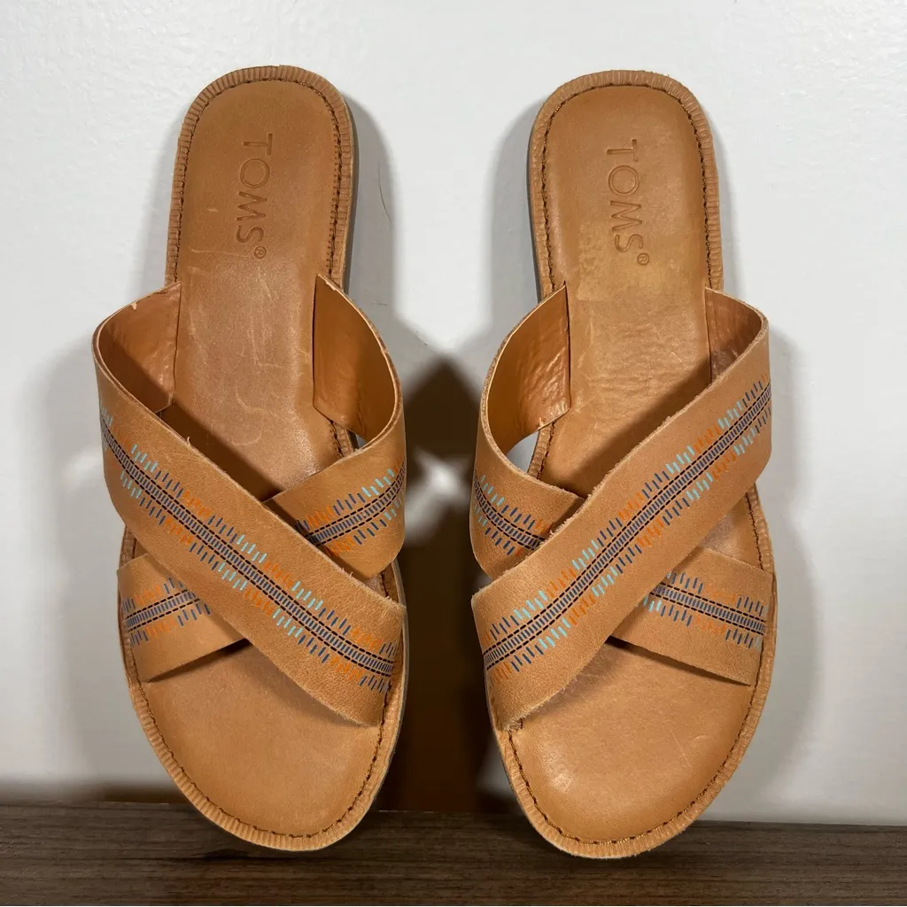 TOMS Viv Leather Geometric Women's Slide Sandal Size 7 #338A - Image 8