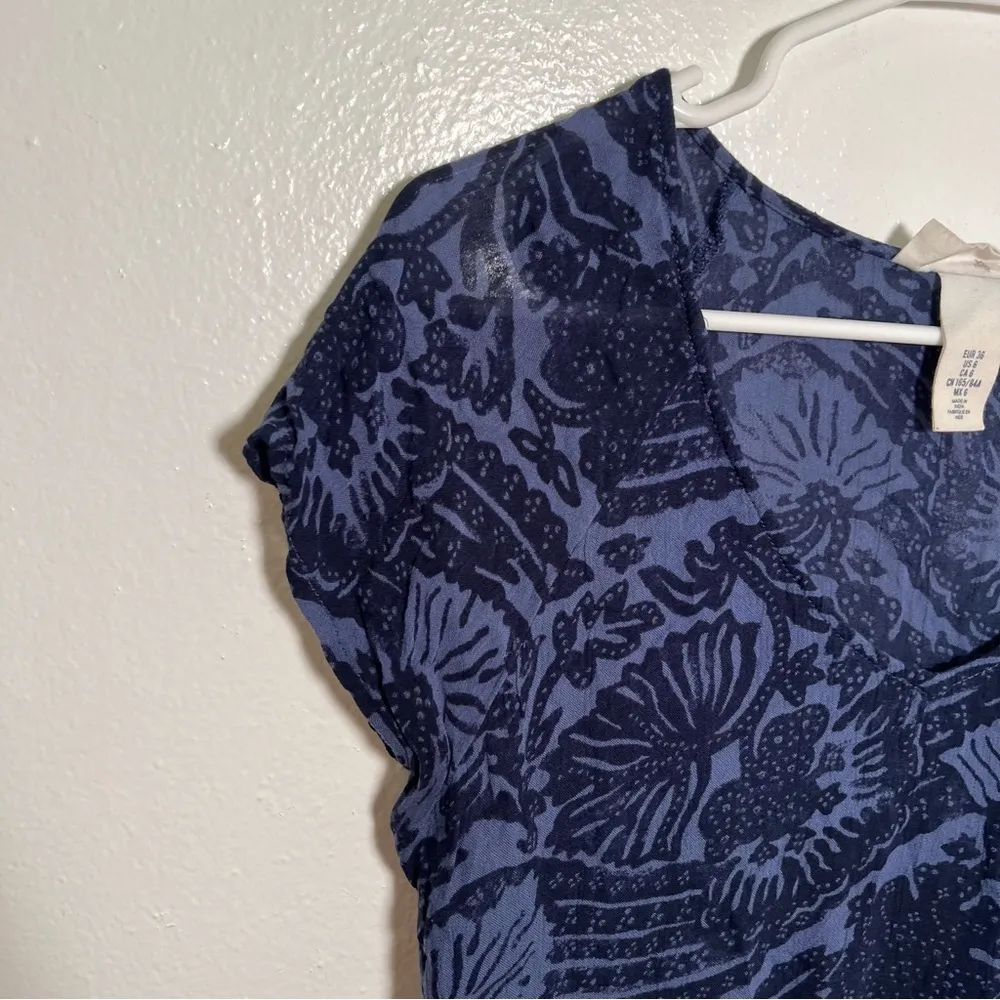 L.O.G.G. H&M V-Neck Swing Dress Blue Nautical - Image 3