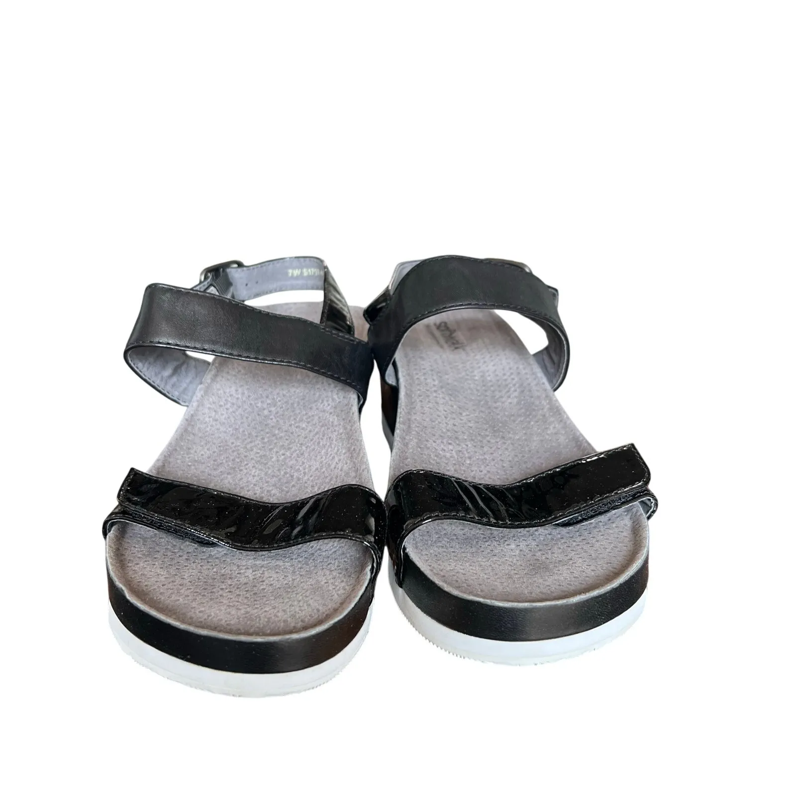 SoftWalk Black Wedge Sandals Comfort Footbed Adjustable Straps Shoes  Size 7W - Image 2