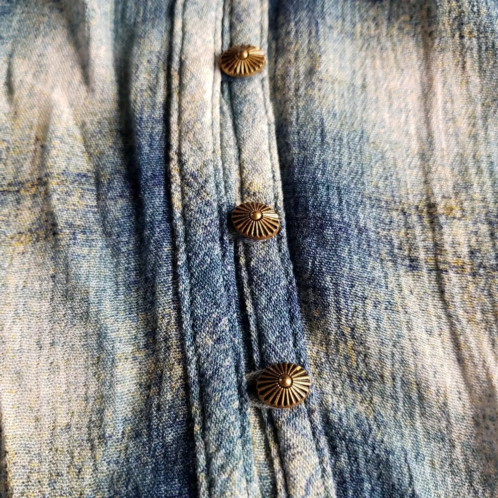 Maeve Cavalon Plaid‎ Peplum Tunic Blouse Small Blue - Image 5