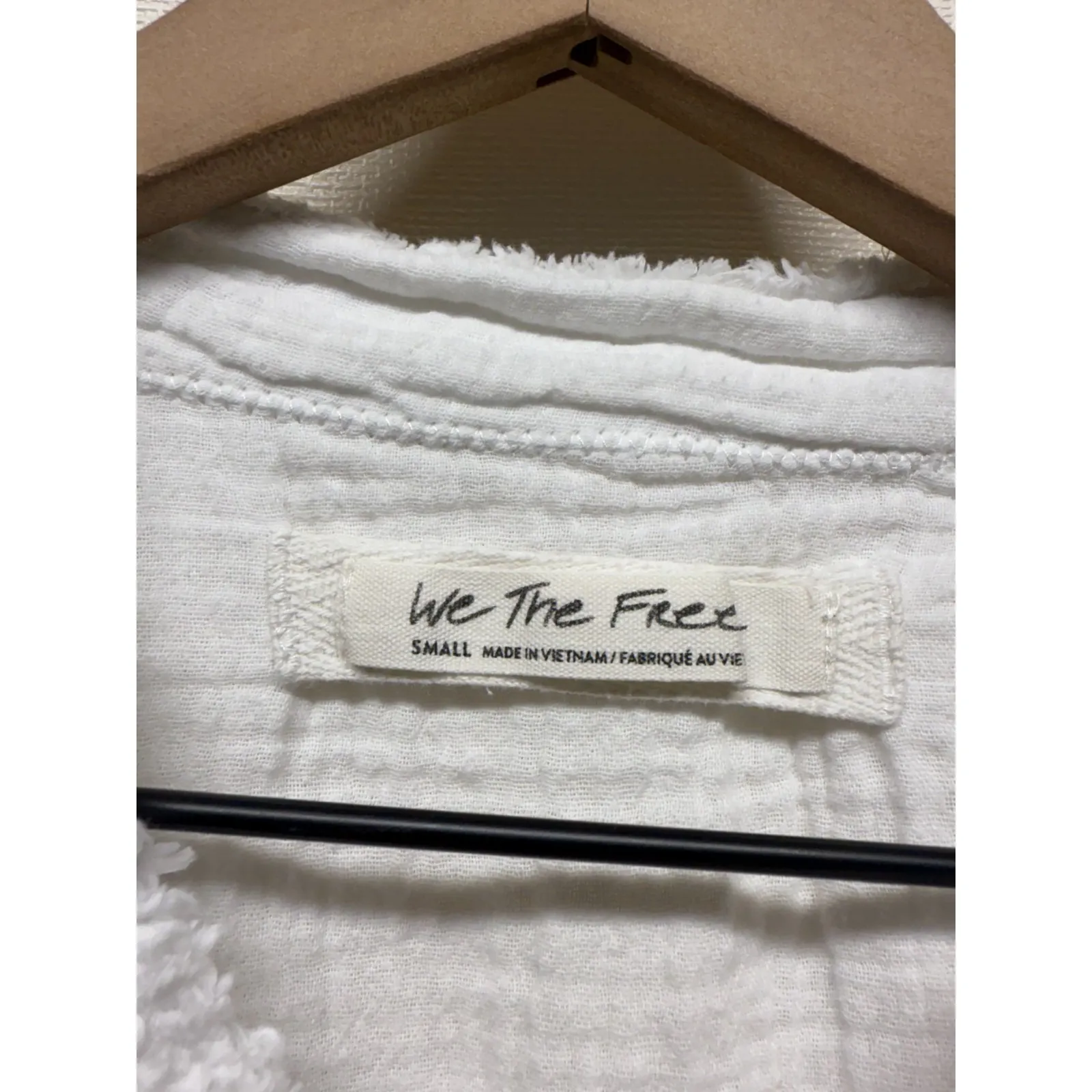 We The Free People White Summer Daydream Long Sleeve Button Up Top Sz S Boho - Image 3