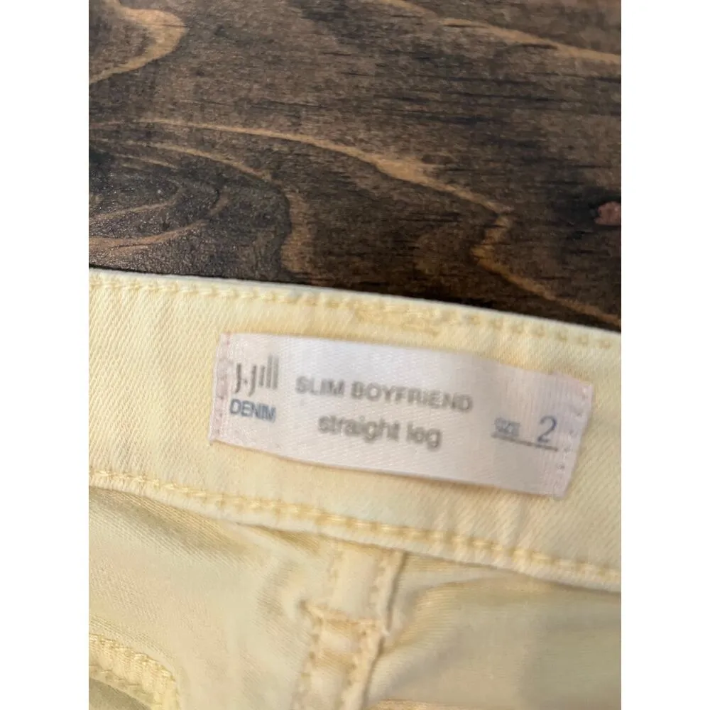 J Jill Slim Boyfriend Straight Leg Jeans Women 2 Colorful Spring Summer Loose Yellow - Image 2