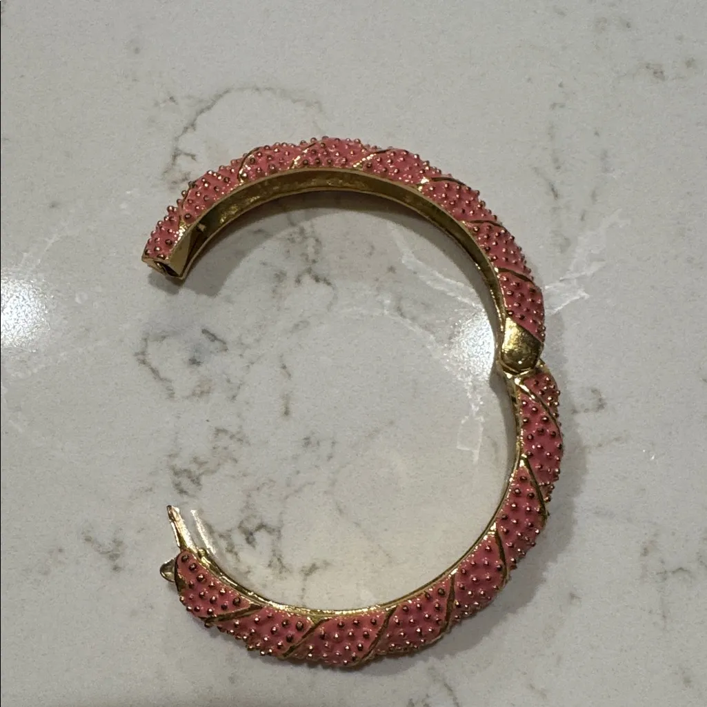 Lilly Pulitzer Pink and Gold Tone Enamel Sea Urchin Bracelet - Image 4