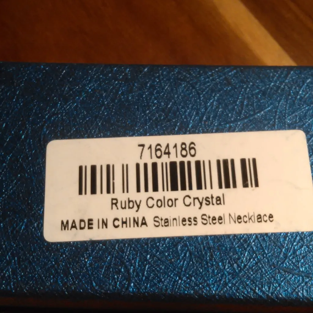 Red Austrian Crystal Paperclip Ion Plated Rose Gold Stainless Steel Necklace - Image 10