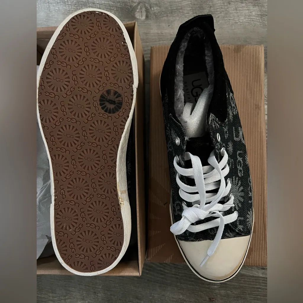 UGG Australia Vintage Fur Sneakers for Women, Size 11 - Black/Grey New In Box - Image 5