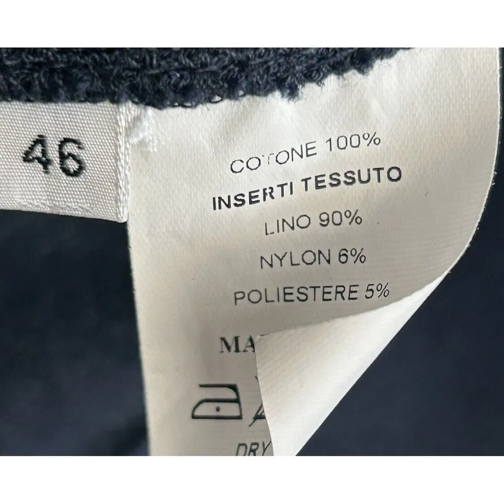 PAUL STUART Blazer Womens 46 / 8 NAVY linen Blend Knit Jacket Career Sequin Trim Blue - Image 7