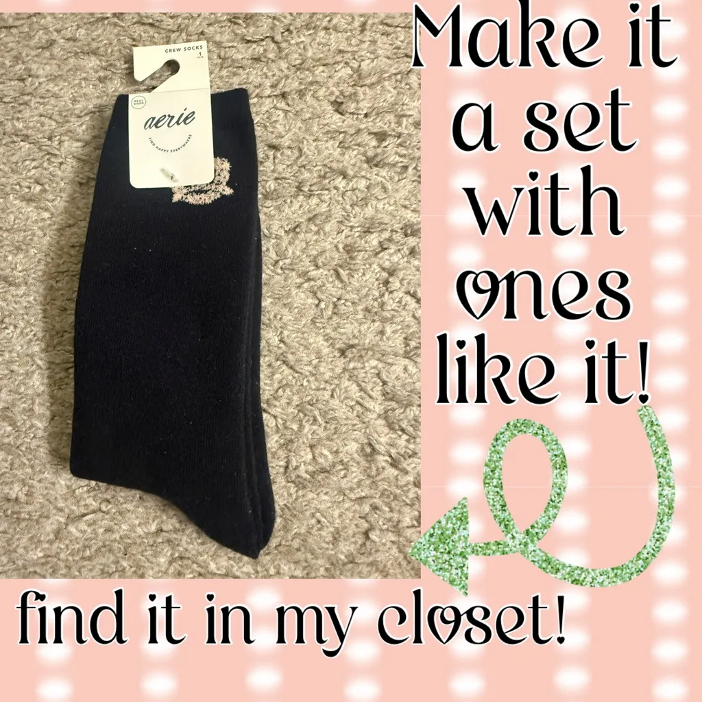 Aerie Black New York NYC Block Letter Graphic Real Soft® Crew Socks - Image 6