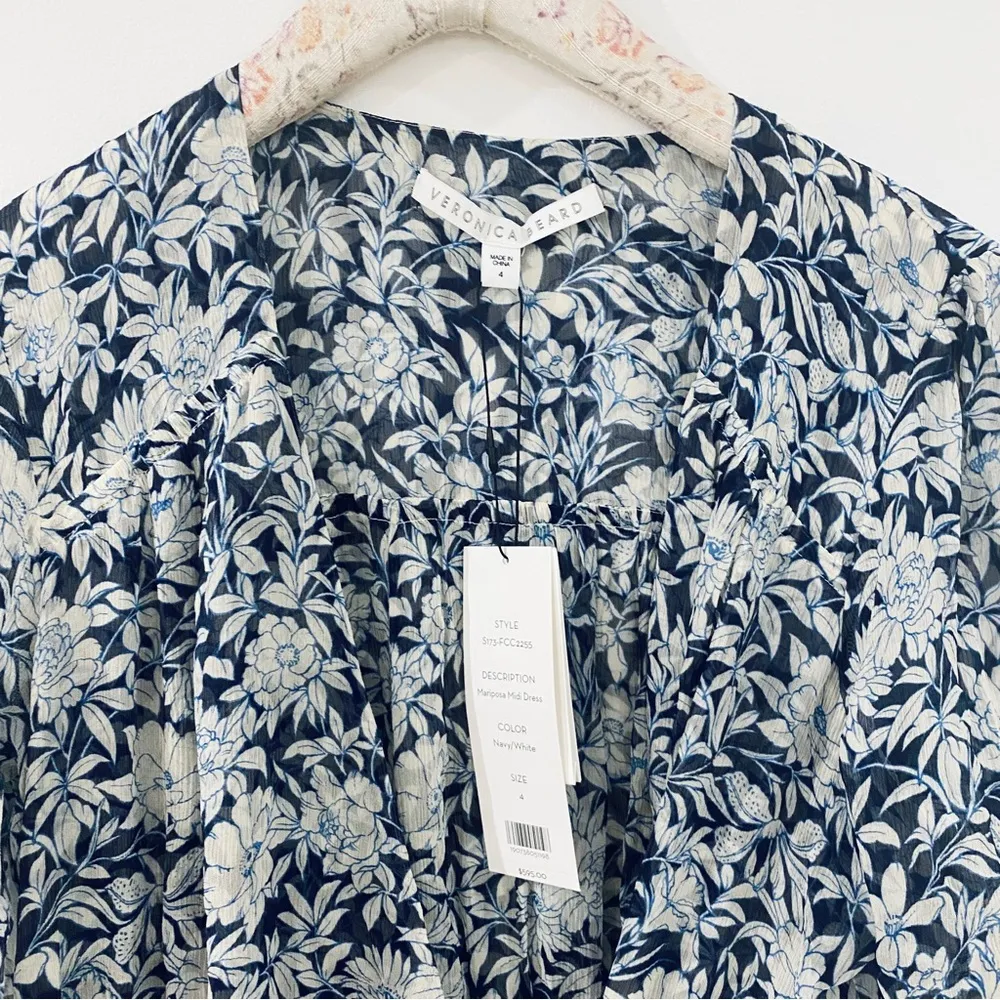 Veronica Beard 100% silk floral midi dress - Image 6