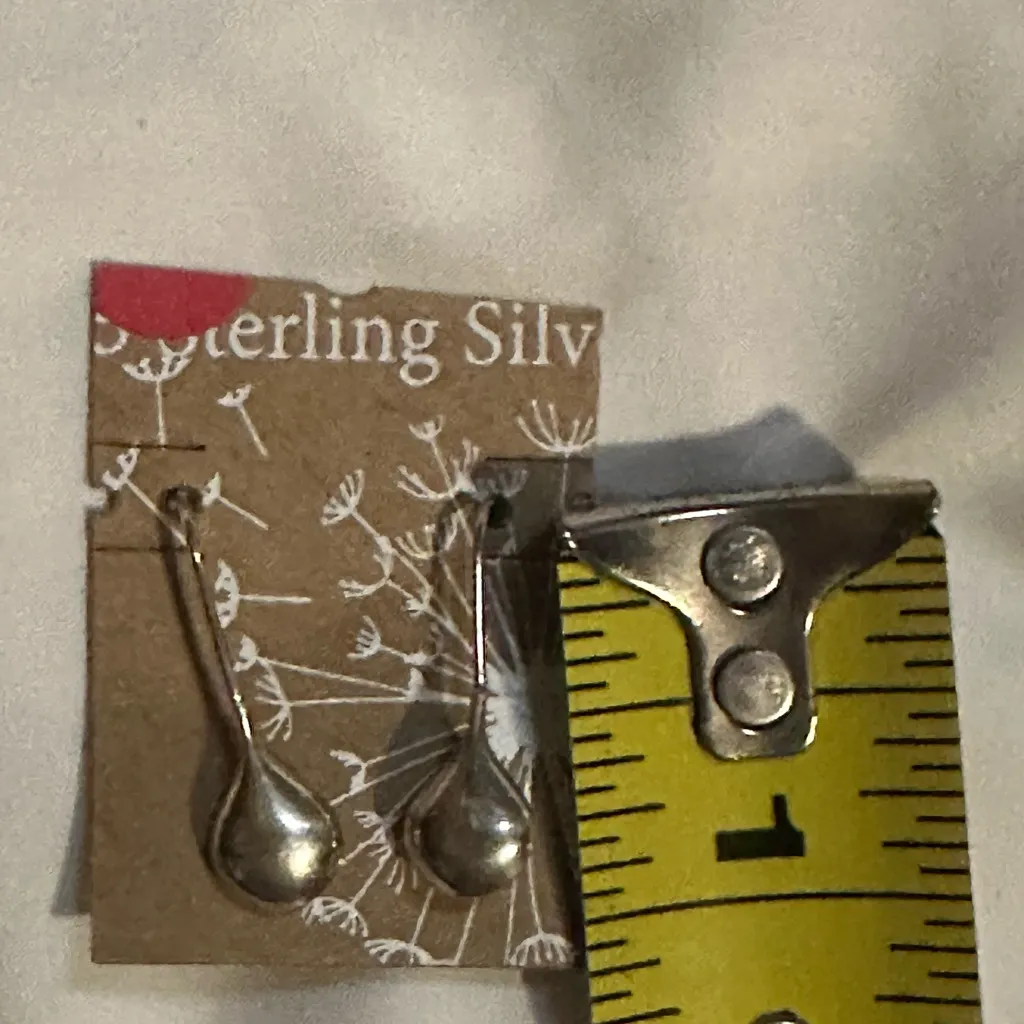 Vintage 925 Sterling Silver Teardrop Earrings 1 Inch Made In Mexico - Image 3