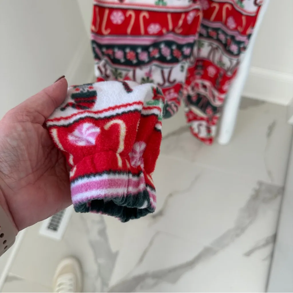 Poof New York Festive Red and Green Holiday Christmas Soft & Fuzzy Onesie Size S - Image 4