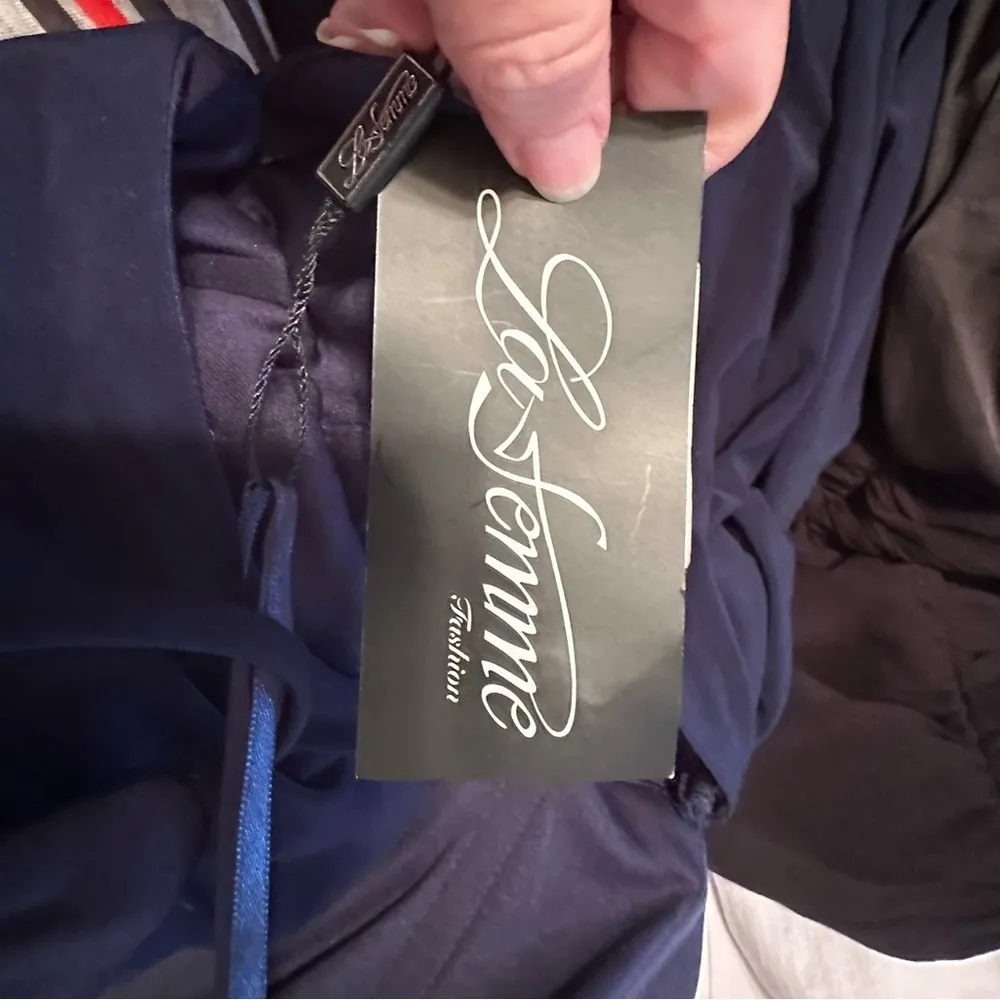 LA FEMME Navy Ruched Jersey Trumpet Gown Dress SIZE 6 NWT - Image 9