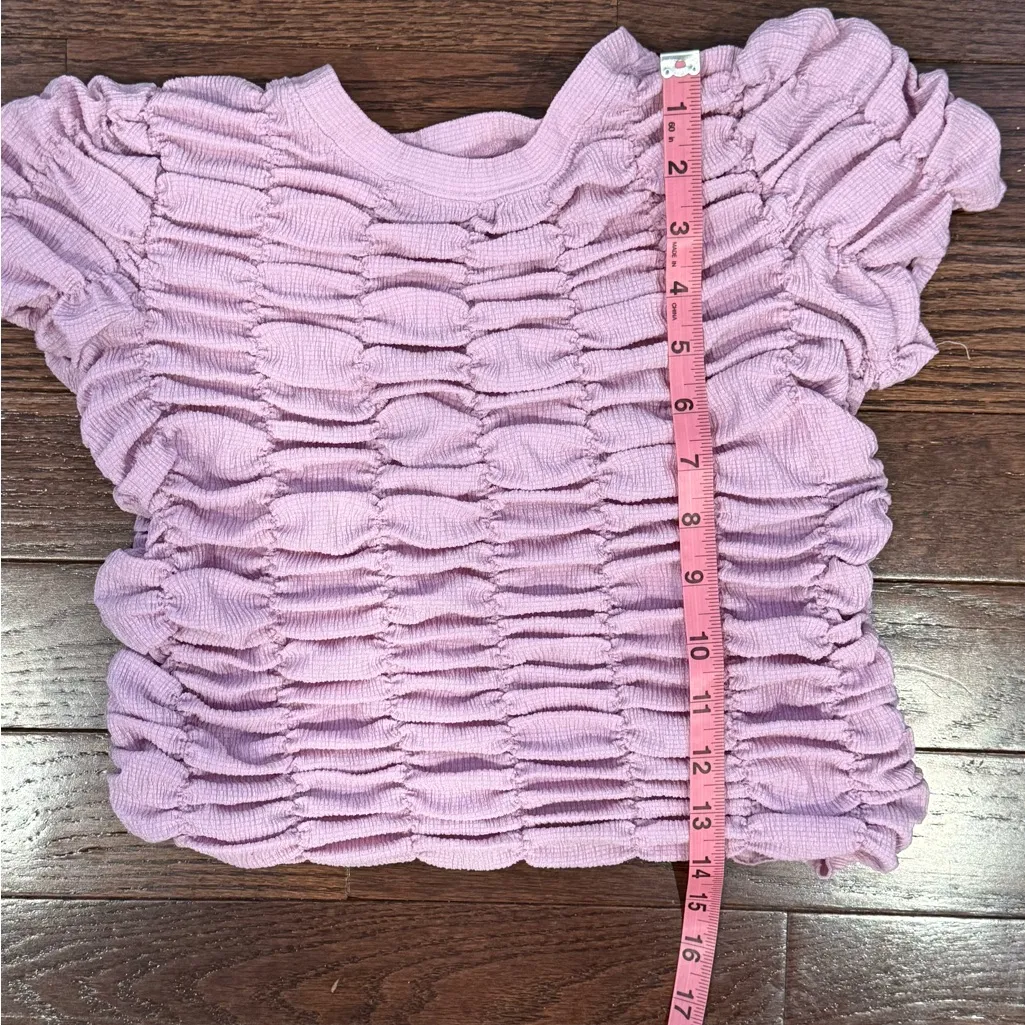 By Anthropologie Ruched Textured Tee – lavender purple Short Sleeve Top – XS - Image 4