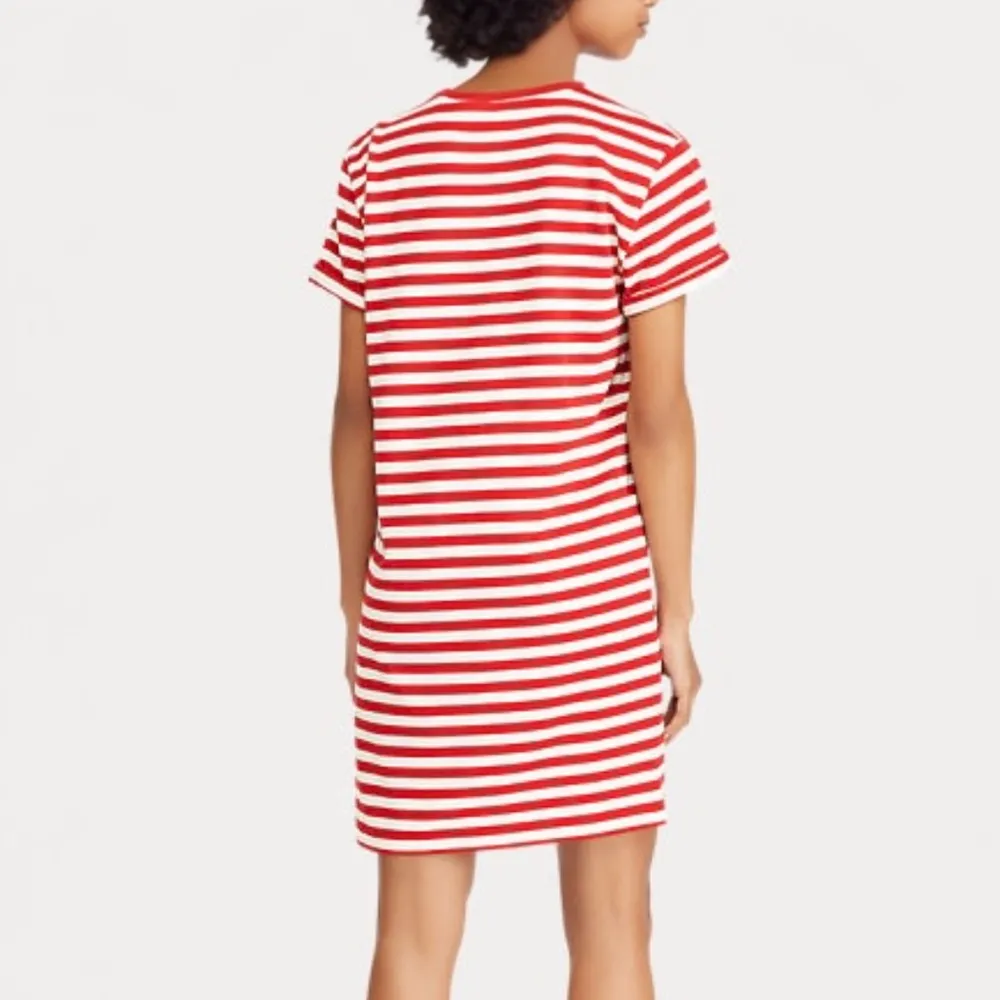 Polo Ralph Lauren Striped Jersey T-Shirt Dress Red & White Cotton Size Medium - Image 4