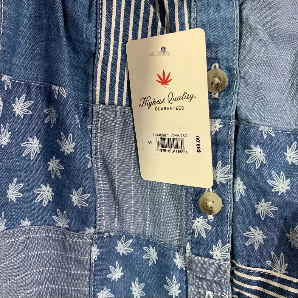 NWT Lucky Brand Highest Quality Patchwork Cannabis Leaf Denim Tank Top - Image 5