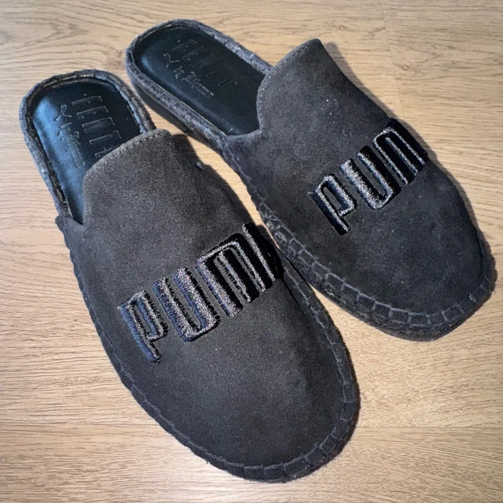 New Fenty Puma By Rihanna Suede Womens 7.5 Espadrilles Black With Dust Bag & Box - Image 4