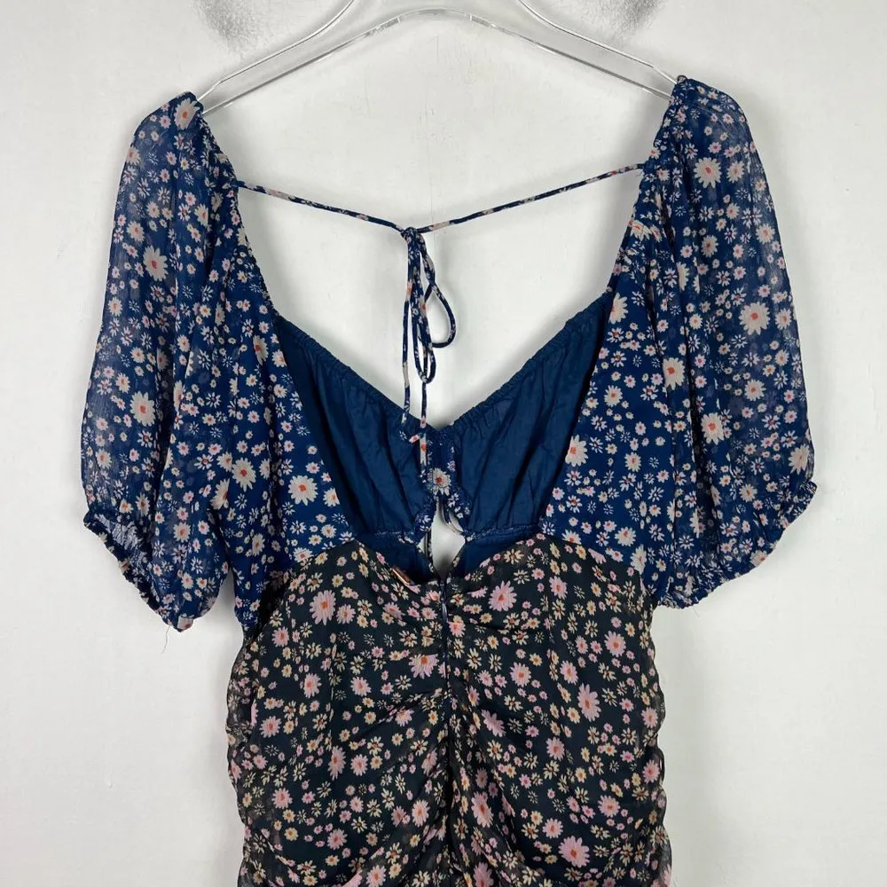 NWT Free People x REVOLVE Tessa Dress Floral Ruched Blue Size Small S NEW $108 - Image 11
