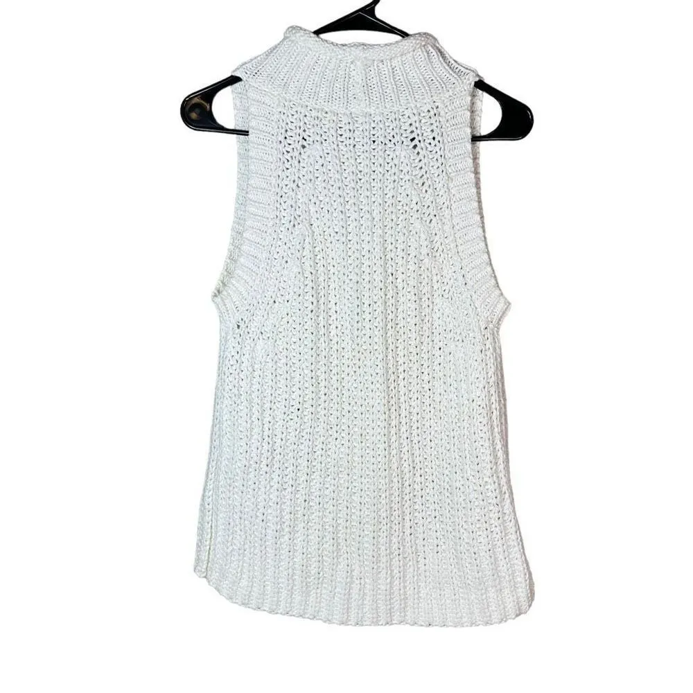 Moth Sleeveless White Turtleneck Sweater Size Large - Image 9