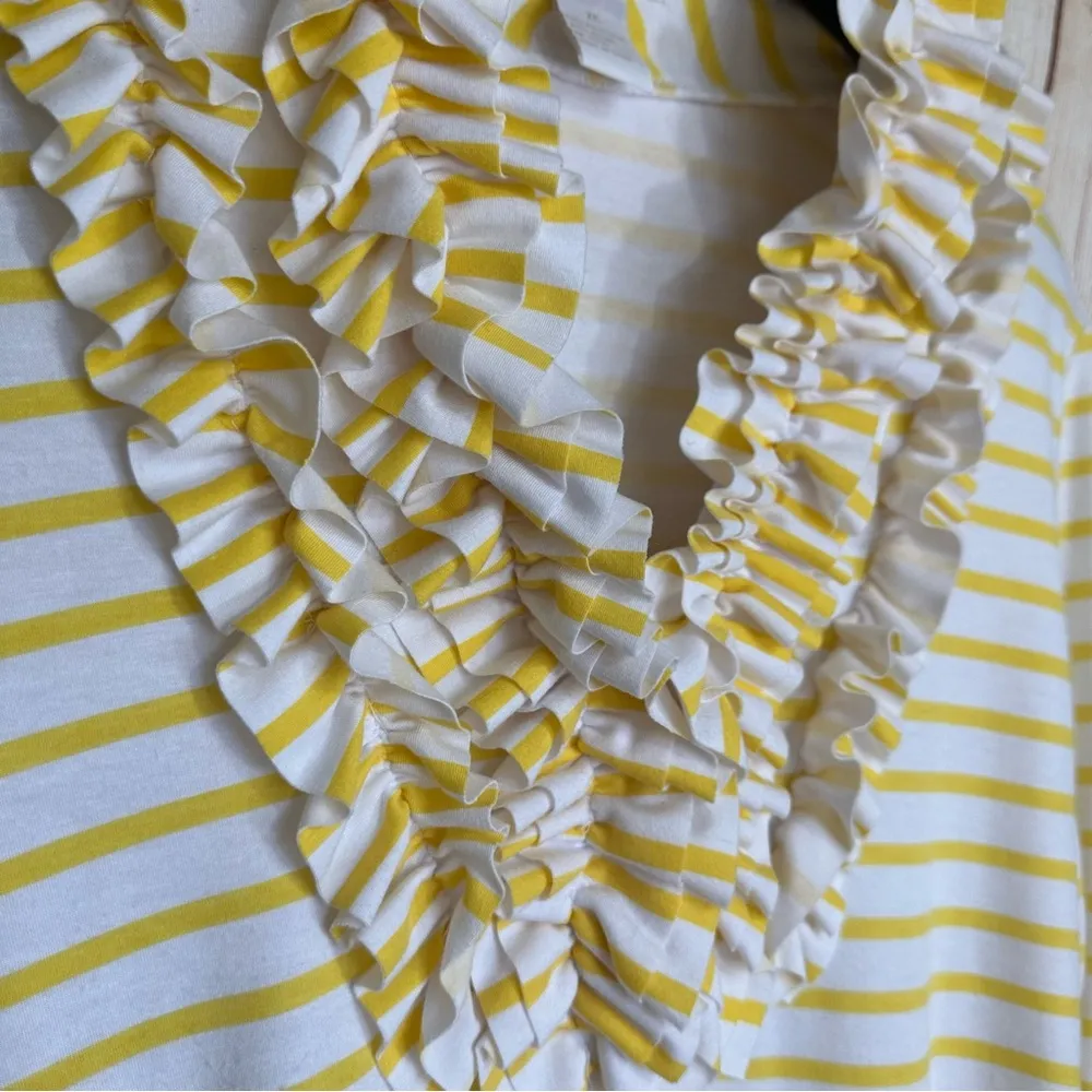 Christina Yellow Stripe Ruffle Neckline Business Casual Sweater Size XL - Image 2