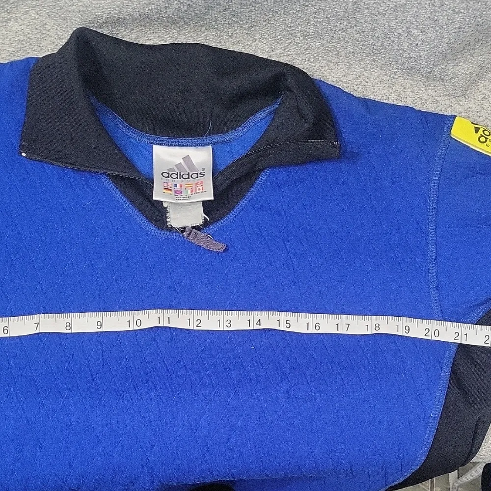 Vintage 90'Adidas Blue and Black Women's Zip Up Sweater Size M - Image 5