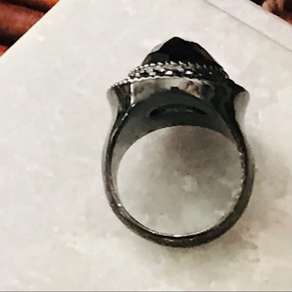 Premier Designs Gunmetal Dome Ring Black Stone Size 7.75 - Image 5