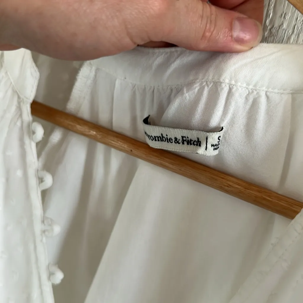 Abercrombie & Fitch White Sheer Button-Down Bodysuit - Image 2