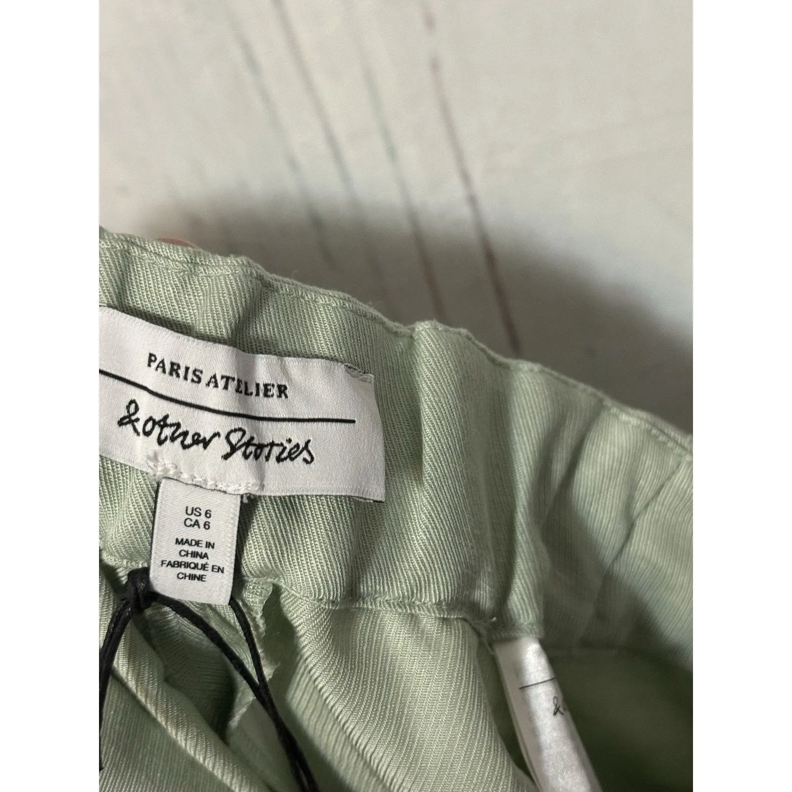 NWT & Other Stories HR Wide Leg Linen Blend Trouser Pants Green Size 6 - Image 9