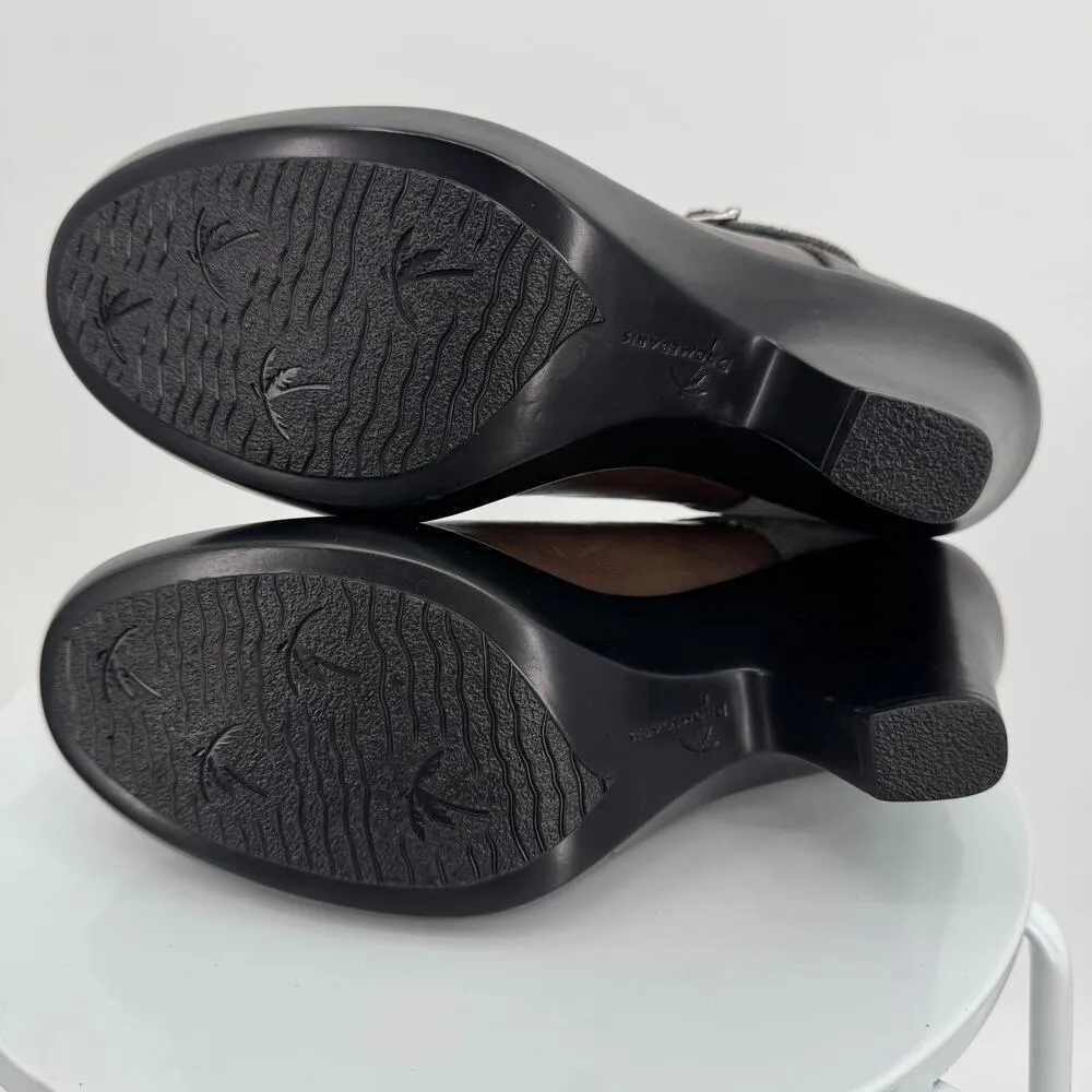 Dromedaris shoes women's 37 Mary Jane heels pumps leather brown gray retro NEW Size 6.5 - Image 6