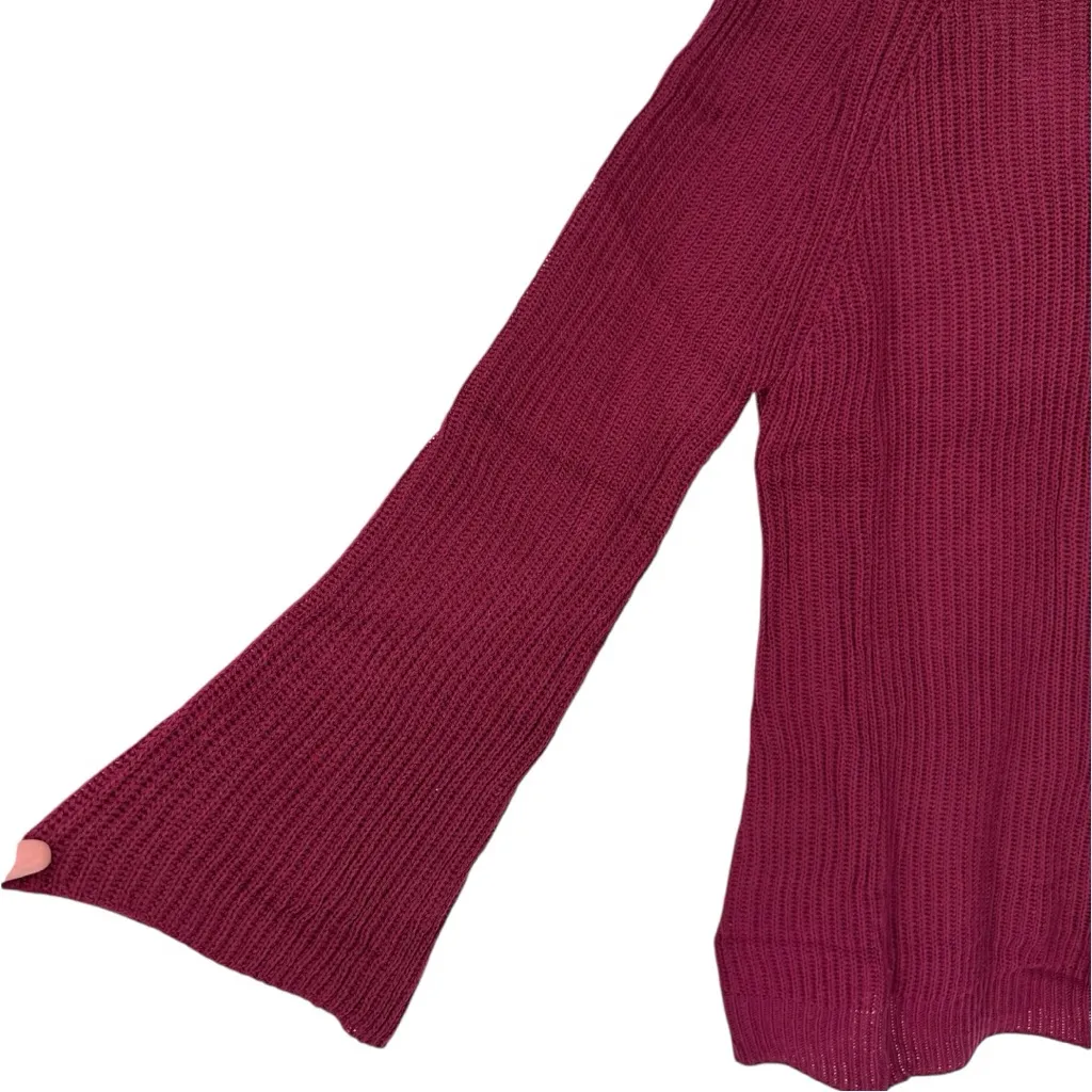 Hayden LA Burgundy Knit Sweater size 1X Flared Cuff Long Sleeve NWT Back Cutout Red - Image 5