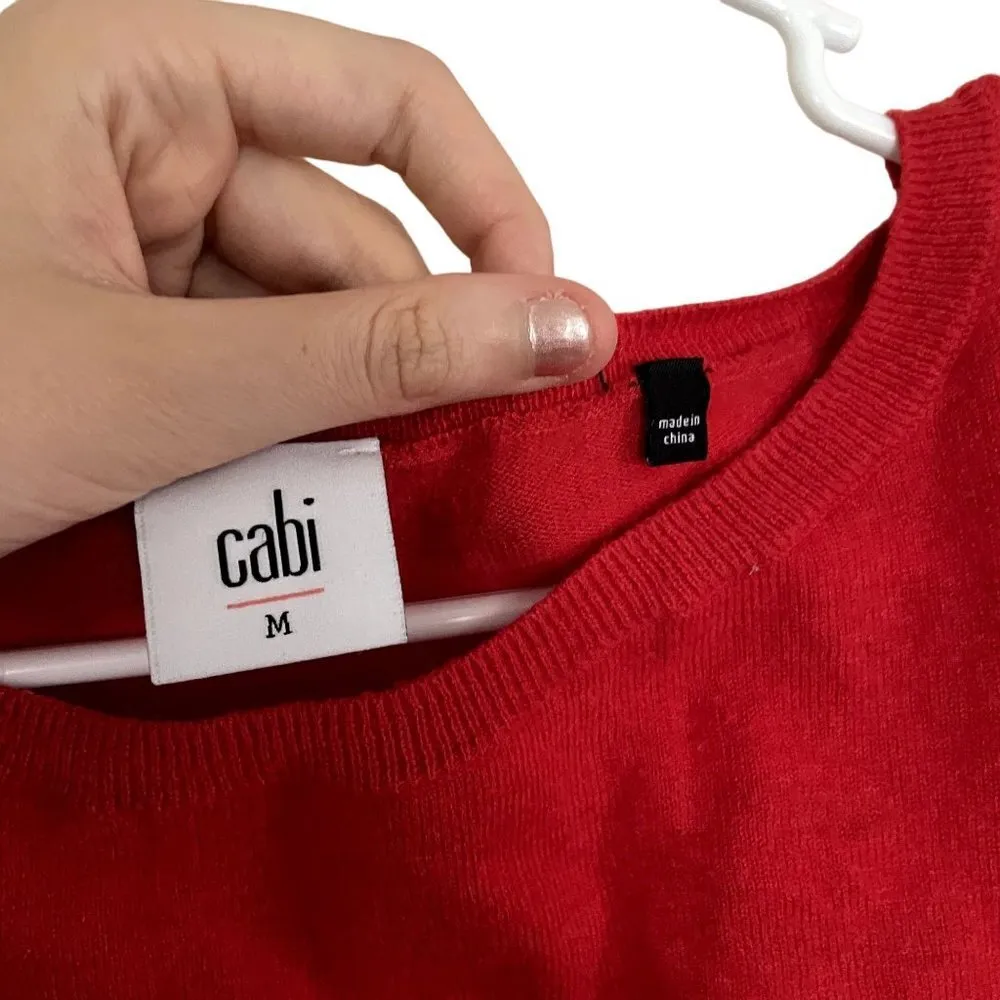 cabi red crop top short sleeves comfortable knit shirt classic lightweight - Image 3