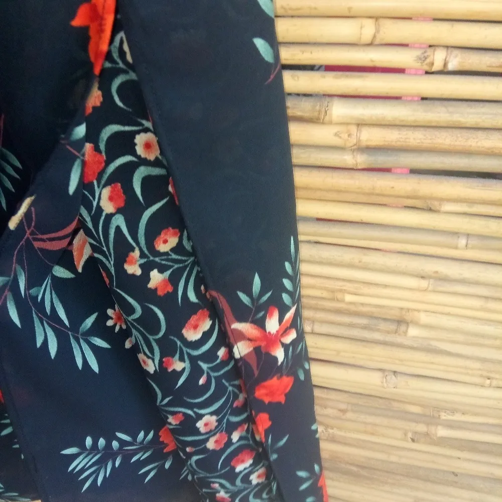 Impressions L Vtg Roses Black Bright Flowers Maxi Dress Size L - Image 2