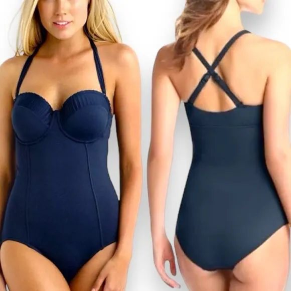 Seafolly Goddess Maillot Swimsuit Navy Indigo Blue 18 - Image 2