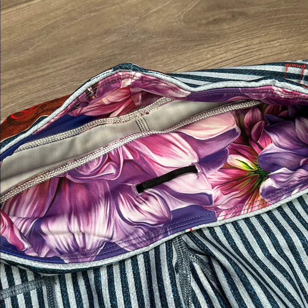 INKnBURN Blue White Stripe Denim Capri Performance Leggings Size 0 - Image 7