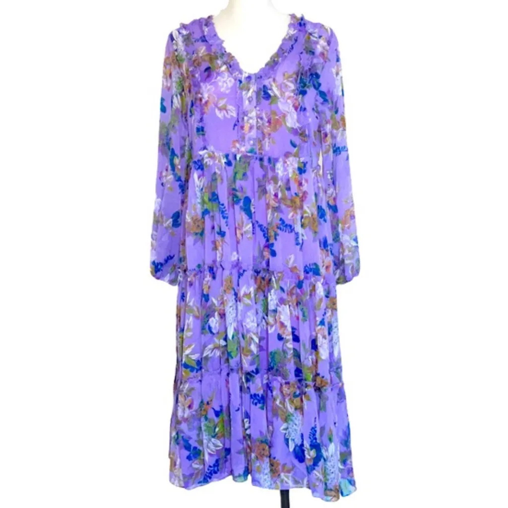 NWT Laura Ashley Boho Tired Ruffle Floral Midi Dress - Image 3
